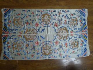 19th Century Uncut Chinese Imperial Embroidered Silk Dragon Summer Robe photo