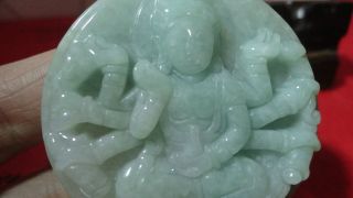 100%natural Green Grade A Jade Jadeite Pendant/chinese Thousand Hand Kwanyin photo