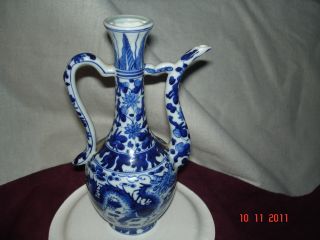 Chinese Porcelain Blue & White Ewer 8.  3 