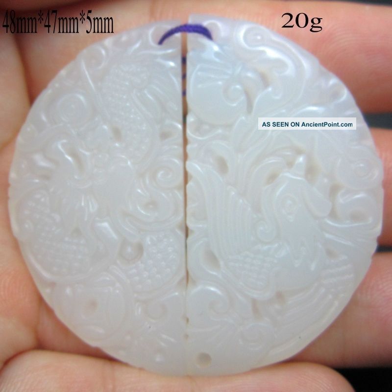 100% Natural Afghan Jade Hand - Carved Statue Pendants - - - Dragon&phoenix Nr Other photo