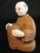 Amazing Antique Japanese Ox Bone 象牙 Netsuke Man W.  Basket & Mouse Figure Signed Netsuke photo 10