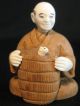 Amazing Antique Japanese Ox Bone 象牙 Netsuke Man W.  Basket & Mouse Figure Signed Netsuke photo 1