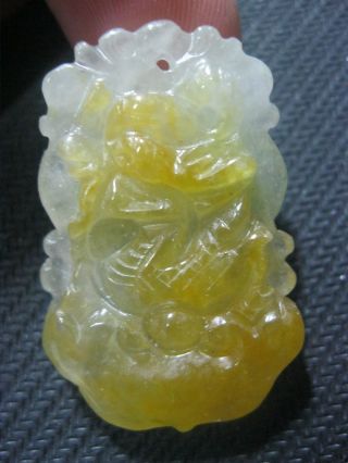 100% Natural Chinese Yellow Jade Dragon Pendant /one Of Twelve Animal Netsuke photo
