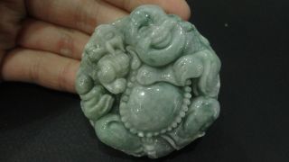 Light Green 100% Natural Grade A Jade Jadeite Pendant/laughing Buddha/ photo
