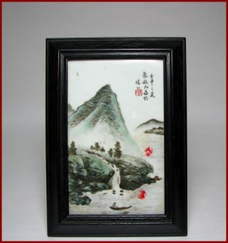 Fine Perfect Small Chinese Republic Famille - Rose Plaque,  Artist Signature & Seal photo