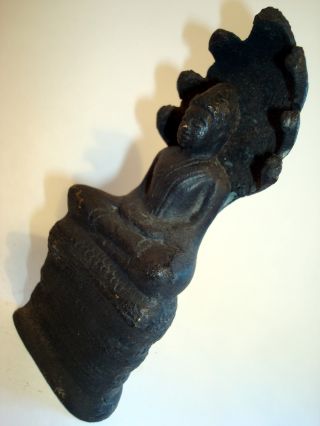 And Very Rare Bronze Buddha Statue With Serpent Naga,  Antique. photo