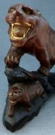 Antique Chinese Rosewood Carving / Sculpture Of Tigers - - Unusual Piece Tigers photo 4