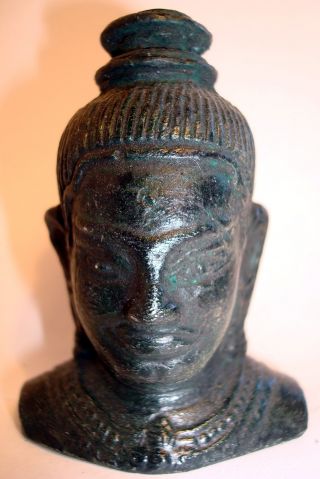 Classic And Lovely Khmer Cambodia,  Bronze Buddha Head Statue,  Antiquity photo