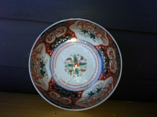 Chinese 1800s Porcelain Kangxi Imari Bowl With Figures Satsuma photo