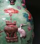 Unusual Large Antique Chinese Enameled Vase With Relief Designs And Objects Vases photo 7