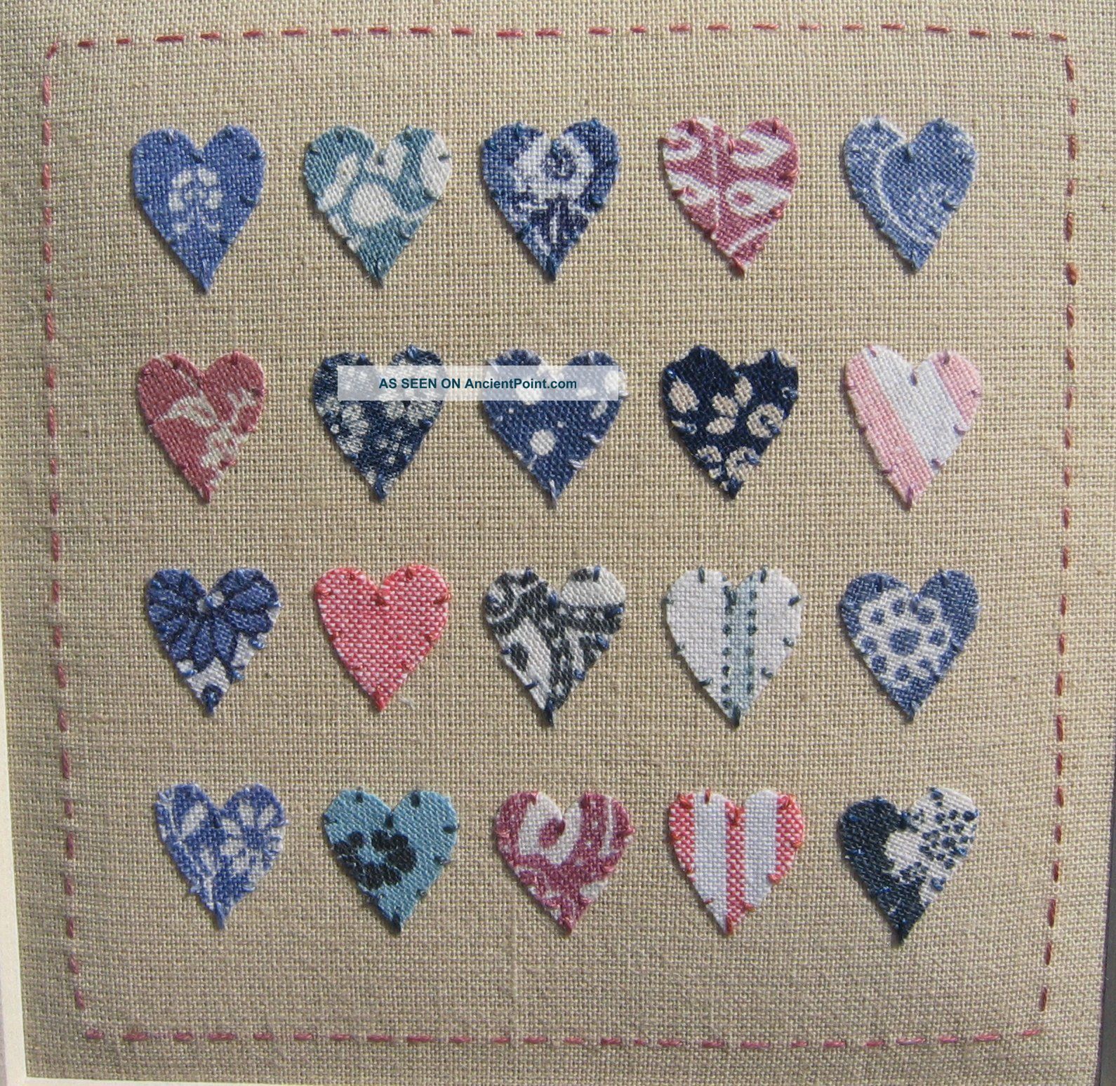 ' Laura Ashley Hearts ' Designed & Stitched By Helen Drewett,  Collectable Samplers photo