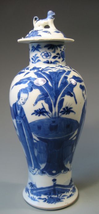 China Chinese Pottery Blue & White Vase W/ Figural & Floral Decor Ca.  19th C. photo