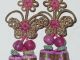 3 Antique Chinese Silk Tassels (2) With Pink Peking Glass Beads And Butterflies Other photo 2
