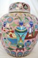 Big Pink & - Cloisonne Scholar Design Rare Antique Very High Quality Jar Vases photo 11