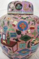 Big Pink & - Cloisonne Scholar Design Rare Antique Very High Quality Jar Vases photo 7
