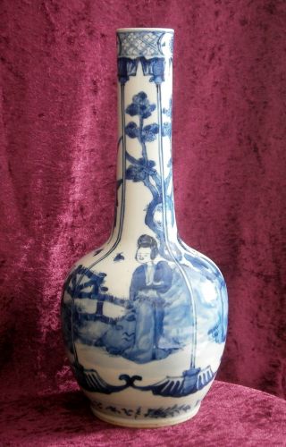 Fine Large Antique Chinese Porcelain Blue And White Bottle Vase 19thc - Nr 2 photo