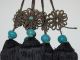5 Large Antique Chinese Silk Tassels With Turquoise Peking Glass Beads Other photo 2