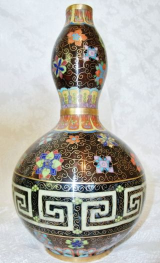 Chinese Cloisonne Vase - Gorgeous Colors & Unique Designs - Gourd Shape photo