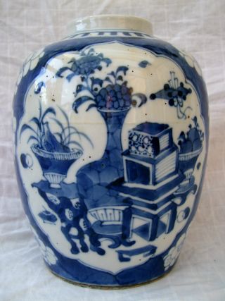 Antique Fine Chinese Blue & White Porcelain Jar Vase Kangxi 17th - 18th Century photo