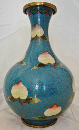 Antique Peach Vase Spectacular Cloisonne - Rare & Wonderful Design - photo
