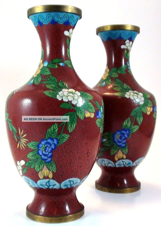 2 Chinese Cloisonne Vases Vases photo