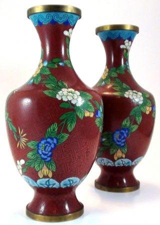 2 Chinese Cloisonne Vases photo
