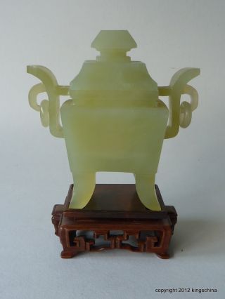 Nr Antique Chinese Carved Jade Censer Vase 19thc Qing Carving photo
