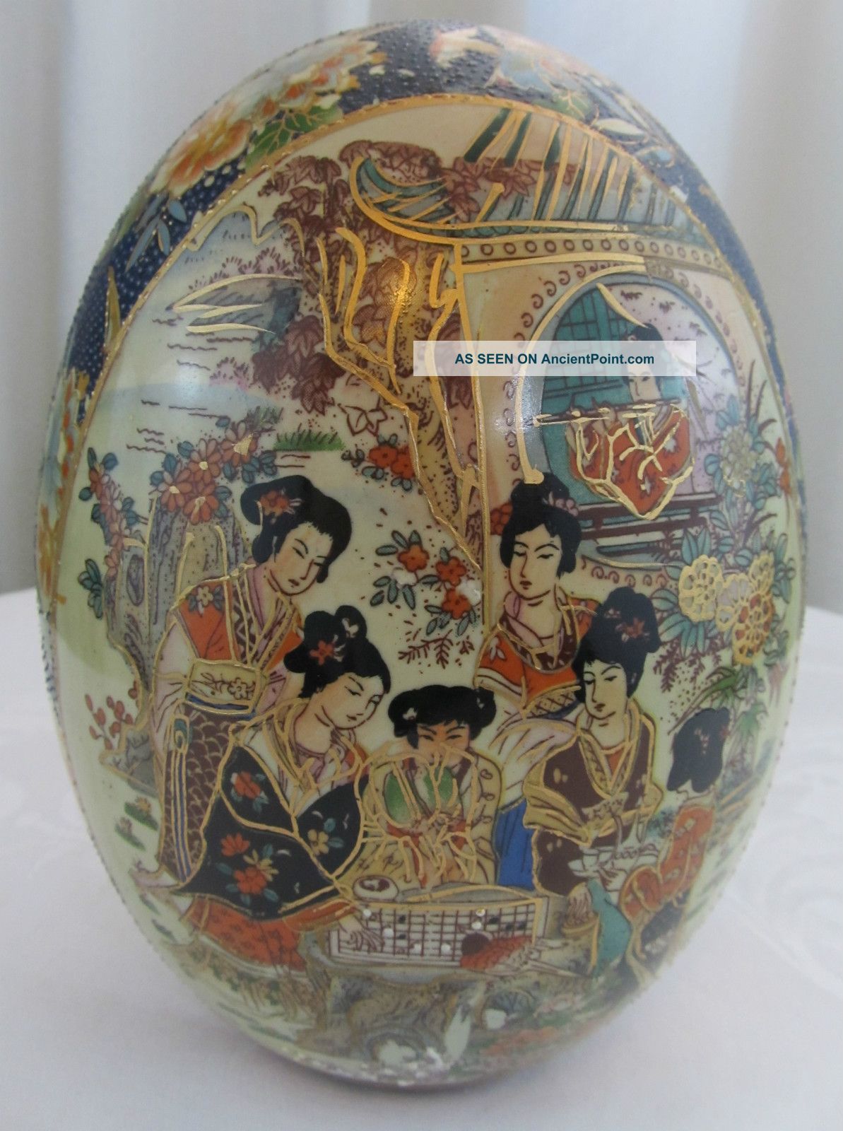 Antique Chinese Hand Painted Satsuma Porcelain Egg With Stamp Other photo