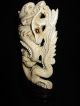 Antique Chinese ' Ox Bone ' Dragon & Cloud Carving Figure ~ Statue. Vases photo 2