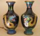 Antique Chinese Cloisonne Vases,  Set Of 2.  Dragon With Five Toes Vases photo 10