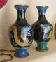 Antique Chinese Cloisonne Vases,  Set Of 2.  Dragon With Five Toes Vases photo 1