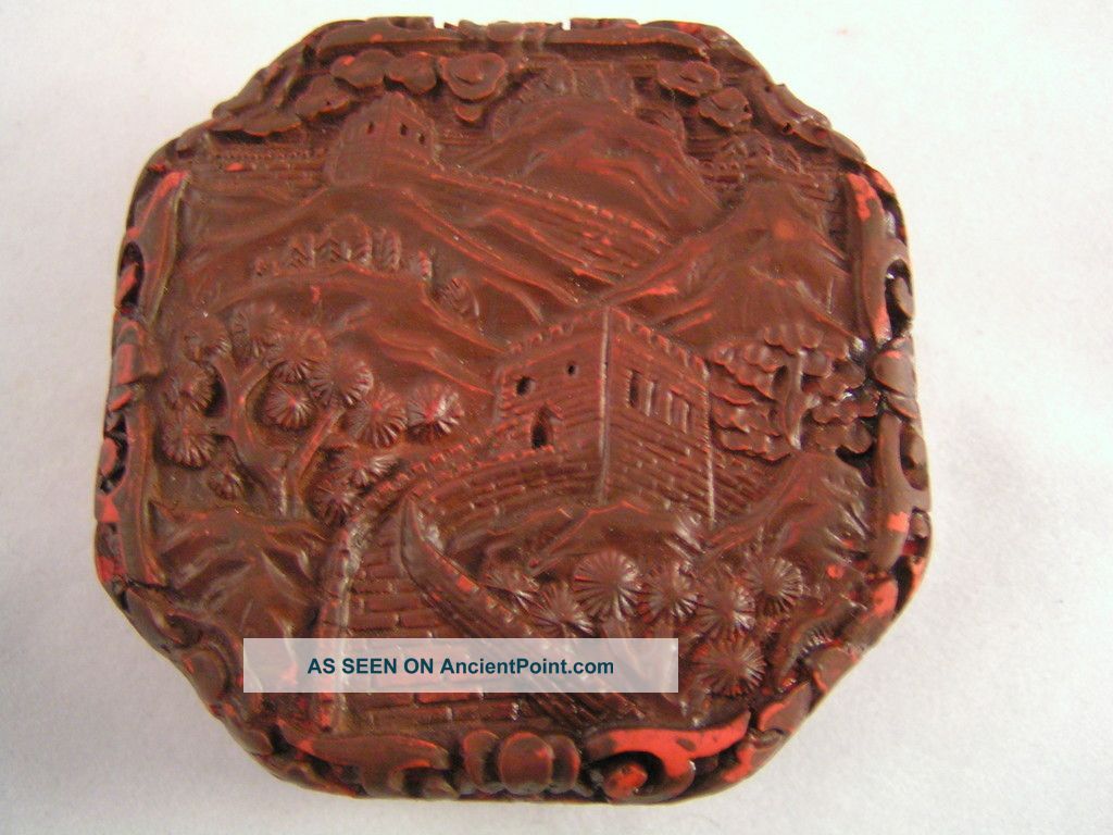 Old Chinese Cinnabar Trinket Box,  Great Wall. Other photo