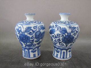 A Pair Excellent Chinese Blue&white Porcelain Vase photo