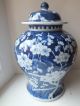 19th C Chinese Porcelain Blue And White Prunus Baluster Vase And Cover Vases photo 1