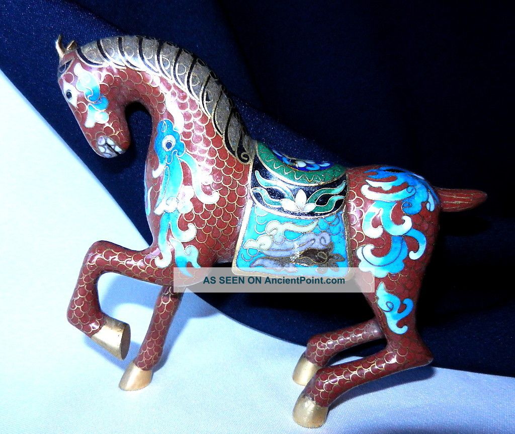 Chinese Cloisonne Enamel Horse Prancing 12 X 13 Cm 73 Cloisonne Statue Horse Statues photo