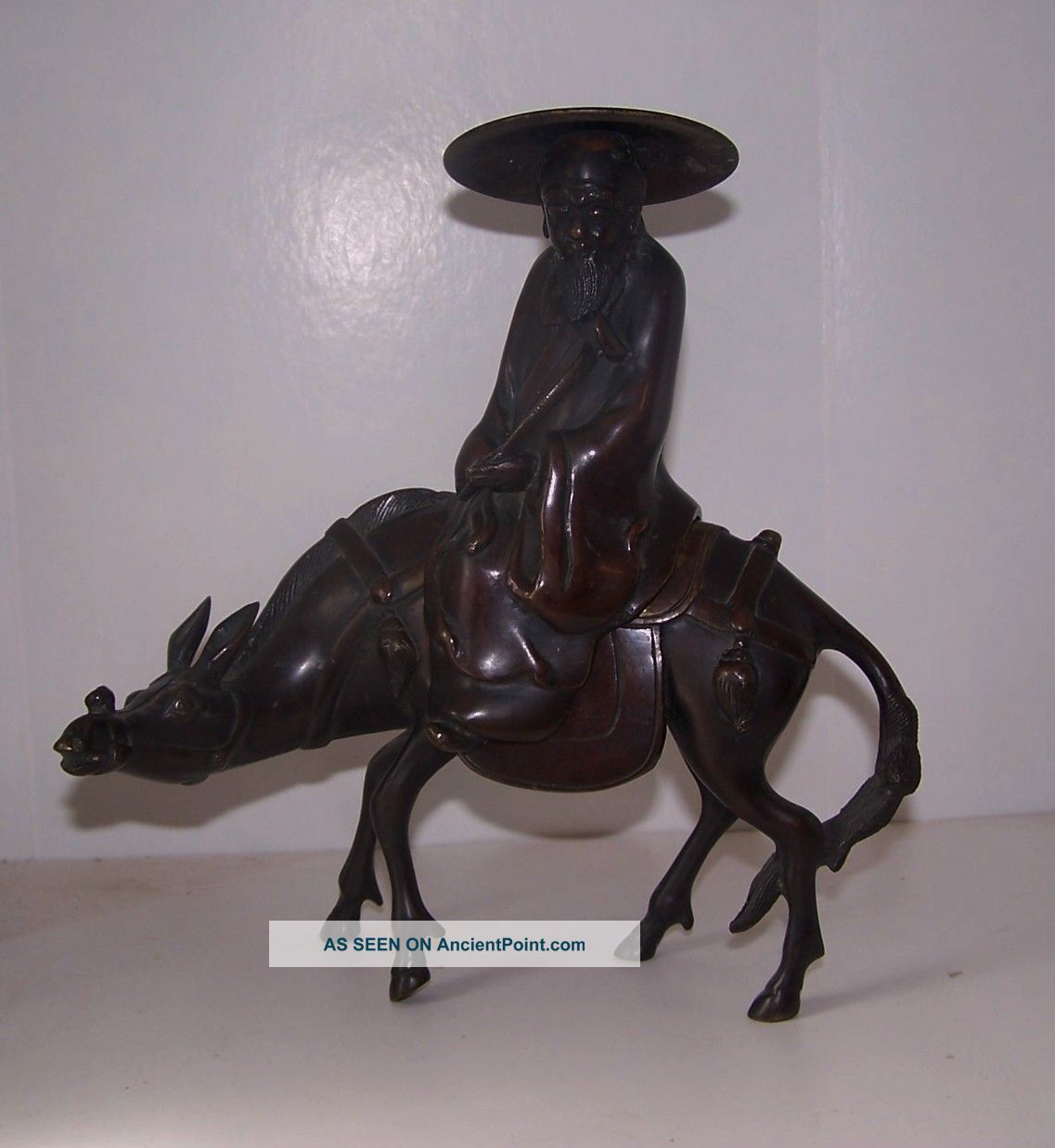 Antique Japanese Meiji Period Bronze Horse Oxen Deer Figure Incense Burner Statues photo
