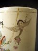 China Chinese Famille Rose Figural Pottery Hat Vase Late Qing Ca.  1910 Vases photo 5
