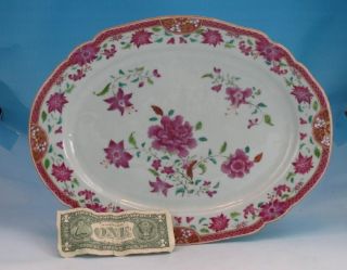Antique 18th C Chinese Porcelain Famille Rose Qianlong Floral Platter A/f photo