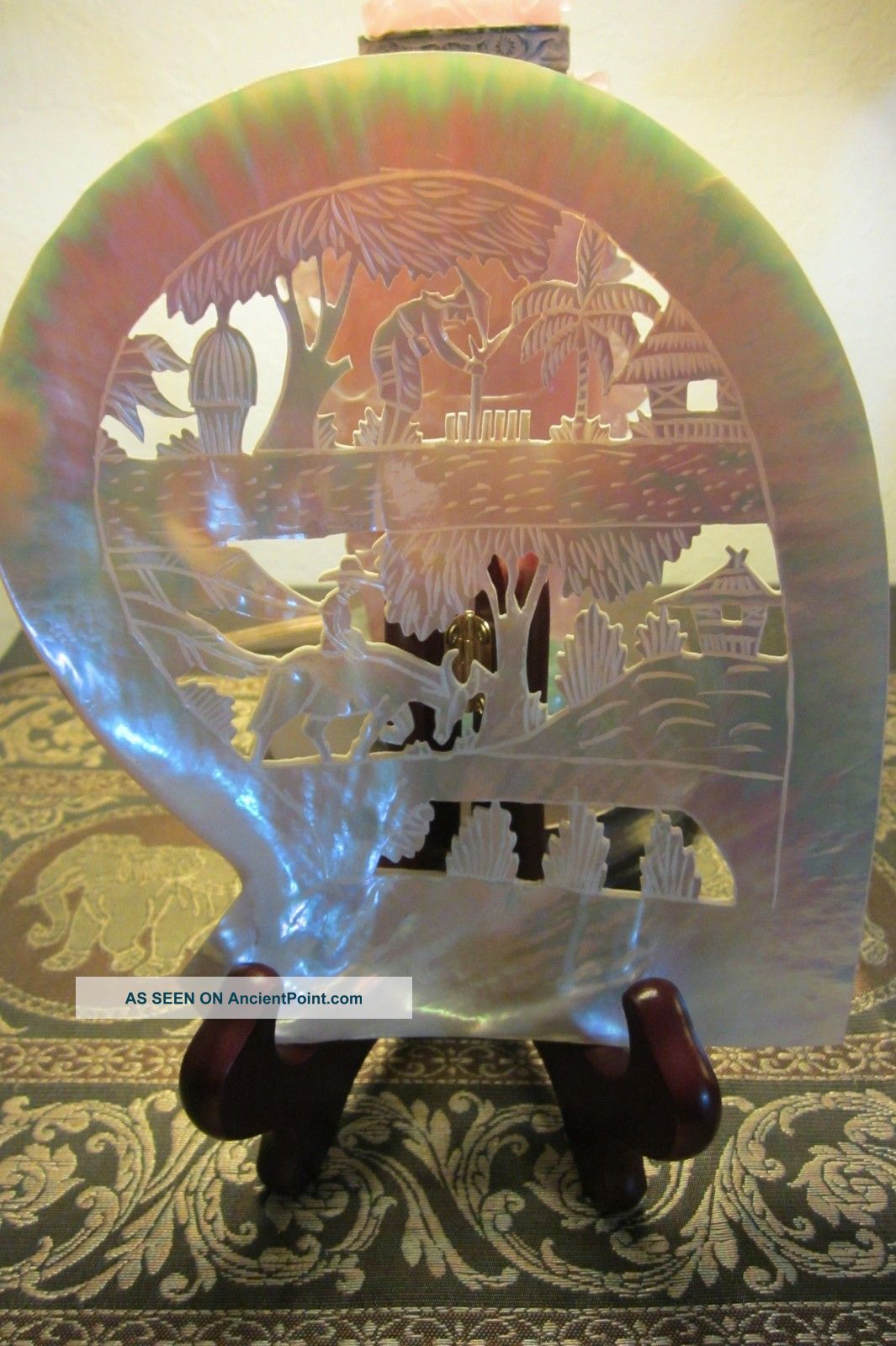 Antique Chinese 19th Century Mother Of Pearl Shell Carving Other photo