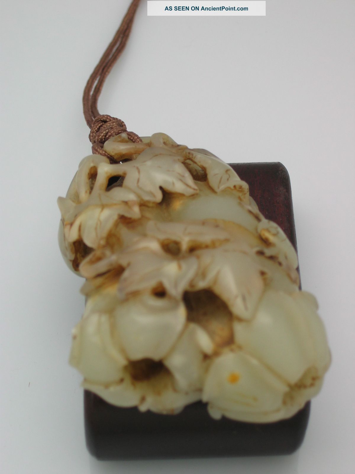 Wonderfully Crafted Large Antique Chinese Qing Style Celadon Jade Flower Pendant Other photo