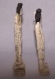 2 Old Antique Meiji Period? Japanese Women Carved Ox Bone Okimono Statues Statues photo 2
