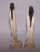 2 Old Antique Meiji Period? Japanese Women Carved Ox Bone Okimono Statues Statues photo 3