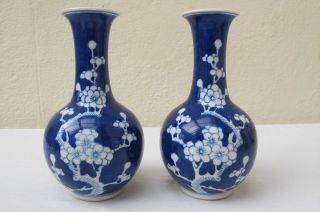 Decorative Pair Of Chinese Porcelain Prunus Blossom Vases photo
