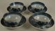 Antique Chinese Export Set Of 4 Nanking Cups & Saucers Cobalt Gold 19th Cen Glasses & Cups photo 1