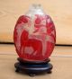 Antique Asian Chinese 19c Peking Glass Red On Snowflake Snuff Bottle Snuff Bottles photo 1