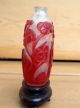 Antique Asian Chinese 19c Peking Glass Red On Snowflake Snuff Bottle Snuff Bottles photo 2