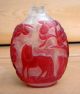 Antique Asian Chinese 19c Peking Glass Red On Snowflake Snuff Bottle Snuff Bottles photo 3