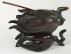 Antique Asian Bronze Water Dropper,  Strange Gourd W/silver Inlay,  Matching Stand Other photo 1