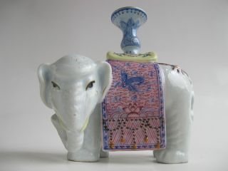 Rare Antique Chinese Porcelain Famille Rose Sculpture Of Elephant 19th Century photo