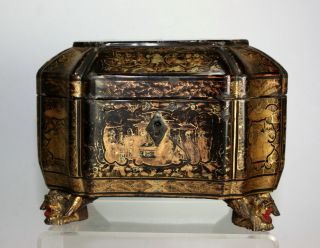 Antique Chinese Export Lacquer Tea Caddy photo